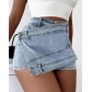 A-line high waist irregular Denim skirt shorts JJ619
