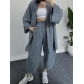 Casual long sleeved cardigan jacket with 9/4 high waist wide leg pants temperament two-piece set HK5009