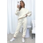 Solid round neck pullover pants for women's fashion casual long sleeved sweater set SSN211021A