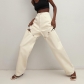 Casual pants with detachable high waisted straight leg pants and wide leg pants CK10264T