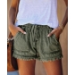 Elastic waist drawstring casual high waist slimming denim shorts for women MN2002