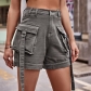 Denim Cargo pants Casual pocket shorts Elastic waist women MN2119