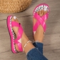 Casual candy colored cross wide band elastic slippers HWJ1872
