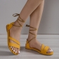 Solid Candy Flat Cross Strap Casual Sandals HWJ1881