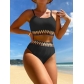 Bikini Fashion Women's Split Sleeveless Swimwear with Chest Cushion Swimwear FF078