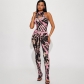 Tight and perforated printed vest, top, pants, casual set K23ST220