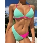 Sexy Bikini Fashionable Women's Split Swimwear Contrast Color Strap Chest Cushion Swimwear ZTJ1662