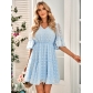 Fashion casual V-neck solid color waistband short sleeved dress 231LQ52735