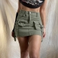 Workwear Denim skirt Asymmetrical design pocket wrap hip skirt skirt NWWED04069