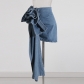 Three dimensional rose flower denim skirt simple retro blue short A-line women's Denim skirt TSK640029