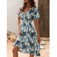 Summer floral print short sleeved dress XML0415