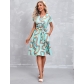 New Elegant Printed Short Sleeve Dress XML102061