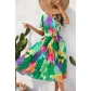 Summer floral print wrinkled short sleeved dress XML102080