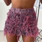 Fashionable Street Spicy Girl Sexy Wrapped Hip Fringe Fringe Denim Skirt W23J32234
