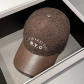 Lamb cashmere embroidered letter leather brim cap Baseball cap 693031024179