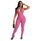 Pit striped jumpsuit sexy zipper neck tight long leg pleated jumpsuit FFT1029