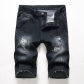 Denim shorts with elastic holes and ground edges KS1201