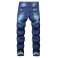 Embroidered Rose Denim Perforated Light Blue Pants Slim Fit Elastic Pants KS1855