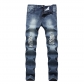 Destroyed men Jeans small leg stretch men's and women's jeans with torn holes KS677