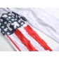 Flag printed jeans high elastic fit casual Pentagram red stripe large pants KS8231