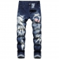 3D printed stretch jeans with personalized patterns trendy casual men's slim fitting denim pants KS919