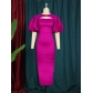 Round neck bubble sleeved women's high waisted dress, long dress, party banquet dress AM220412