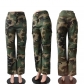 High waist straight tube multicolor camouflage Cargo pants S6873
