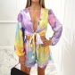 Fashion printed cardigan top casual shorts two-piece set HH8305