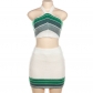 Fashion Jacquard Knitted Contrast Neck Hanging High Waist Slim Fit Short Skirt Set W23S31815