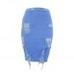 Perforated Denim skirt women's bag hip skirt solid jeans Q6011