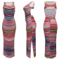 BN297 Wholesale Women's Spring/Summer New Product Sleeveless Colorful Printed Split Dress BN297