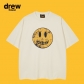 DREW Washed Retro Distressed Cracked Smiling Face Short Sleeve High Street Loose Cotton Couple Bottom T-shirt YS708719765560