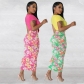 Women's Sexy Printed Short Sleeved 2 Dress Set Z2062