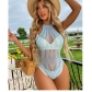 Sleeveless hollowed out and looped back, passionate and seductive bikini tight one piece mesh shirt YD0054