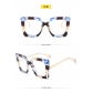 Blue light resistant glasses, large frame, square, ladies' colored glass, flat lens MN8040