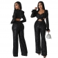 Sequin Feather Sexy Hollowed Out Slim Long Sleeved Party Jumpsuit YM9297