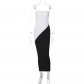 Contrast color patchwork bra long skirt slim fit wrap buttocks dress D3613265W