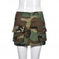 Fashionable zipper pocket camouflage short skirt half skirt 31221DY