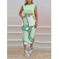 Fashion Sleeveless Tank Top Printed Split Skirt Two Piece Set S390480B