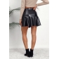 PU High Waist Ruffled Irregular Leather Skirt Half length Skirt WW5529