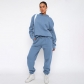 Solid color hooded long sleeved sweater and pants set SSN211337