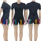 Fashion Colorful Tassel Shorts Women's Two Piece Set DN8717