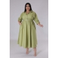 Oversized women's solid color long sleeved shirt skirt QJ5503