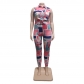Large Color Graphic Printing Slim Fit Two Piece Set GT9121