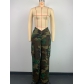 Low rise rubber band multi pocket camouflage pants WDS230919
