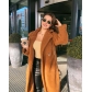 Solid color double-sided velvet double breasted woolen long jacket MYC5108