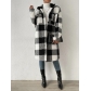 Open button lapel plush plaid coat loose length coat MYC90093