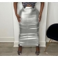 Solid Leather Split Slim Fit Wrap Hip Skirt DN8720