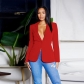 Sexy V-neck small suit solid color long sleeved top K10600