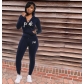 Embroidered Hooded Casual Sports Two Piece Set BN7137